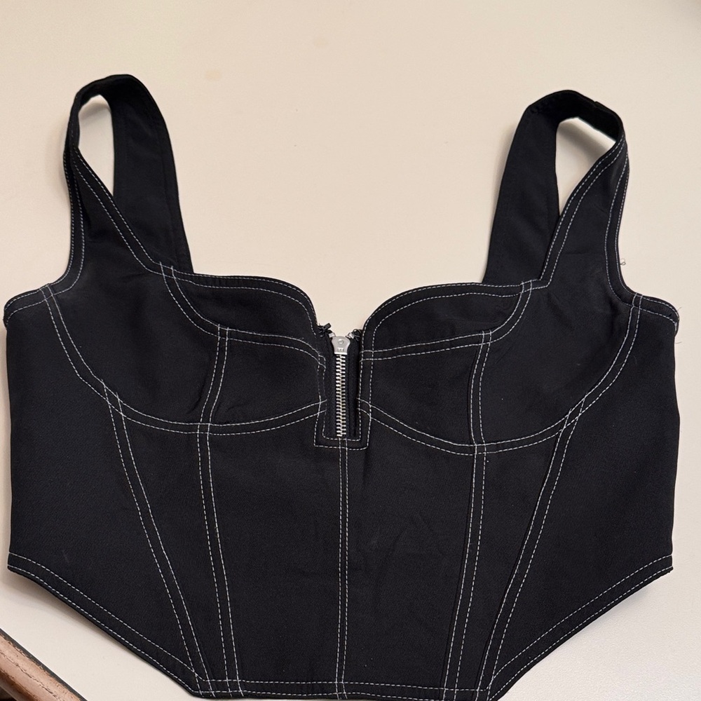White Fox Boutique Black Corset Crop Top (M)